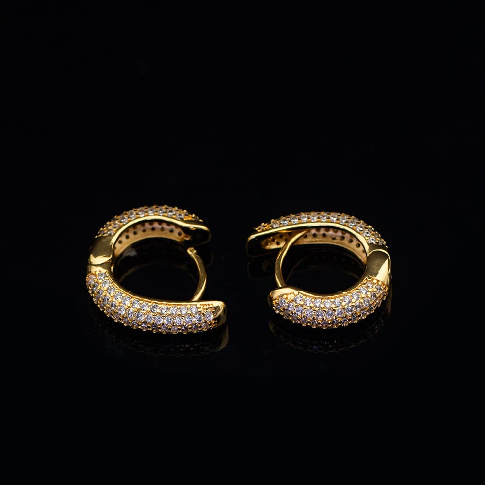 Diamond-Set Half Circle Hoop Earrings