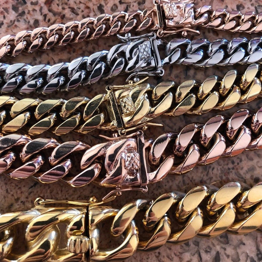 8/10/12/14mm Miami Cuban Chain Tap Clasp Necklace Bracelet