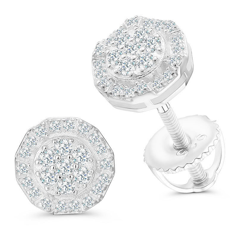 S925 VVS Moissanite Round Stud Earrings in 18K Gold Overlay