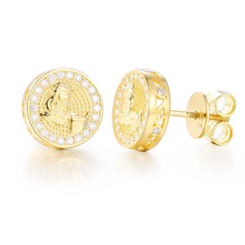 S925 VVS Moissanite Cross Stud Earrings in 18K Gold Plating
