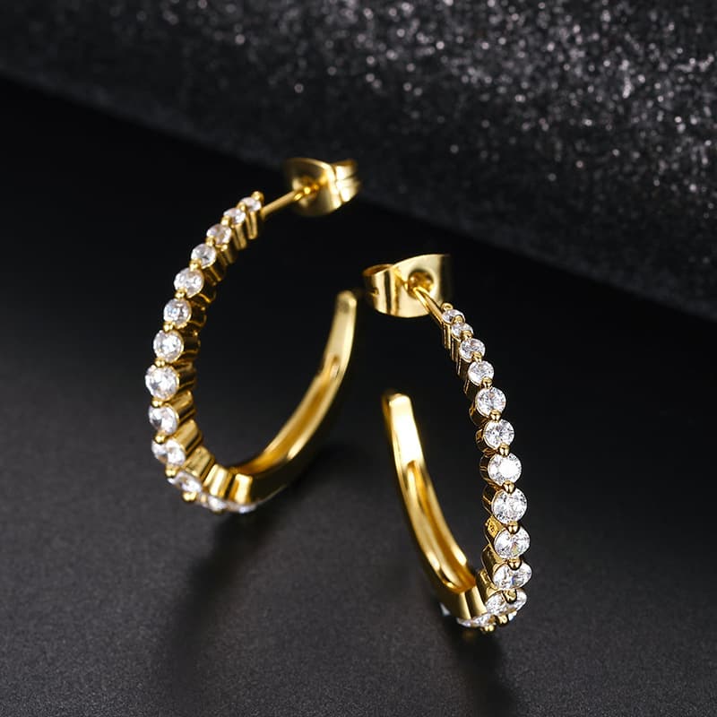S925 VVS Moissanite Earrings in 18K Gold Plating for Hip-Hop Style