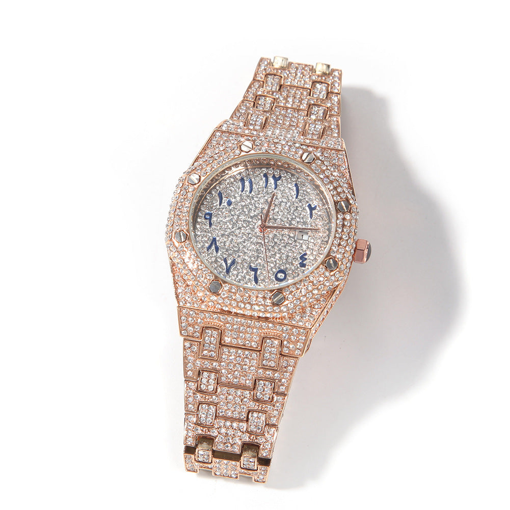 Full Diamond Arabic Watch Hip Hop Fashion Dial Quartz