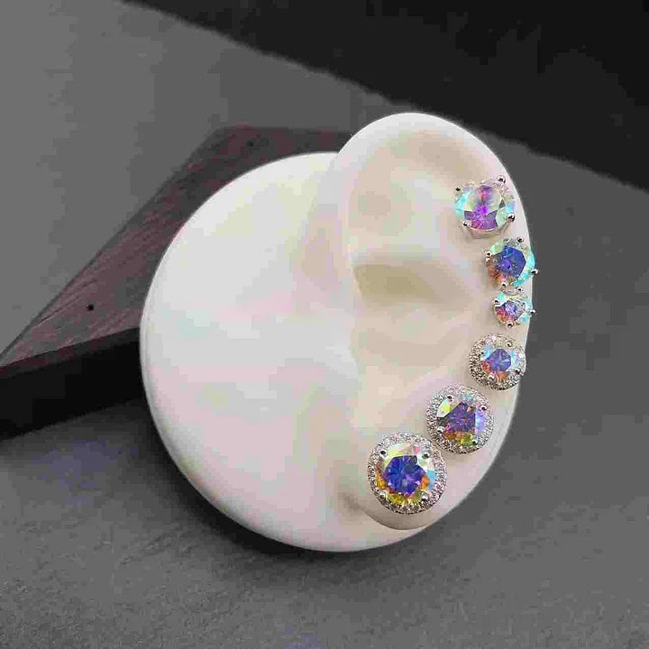 S925 Colorful Moissanite Laser Stud Earrings VVS