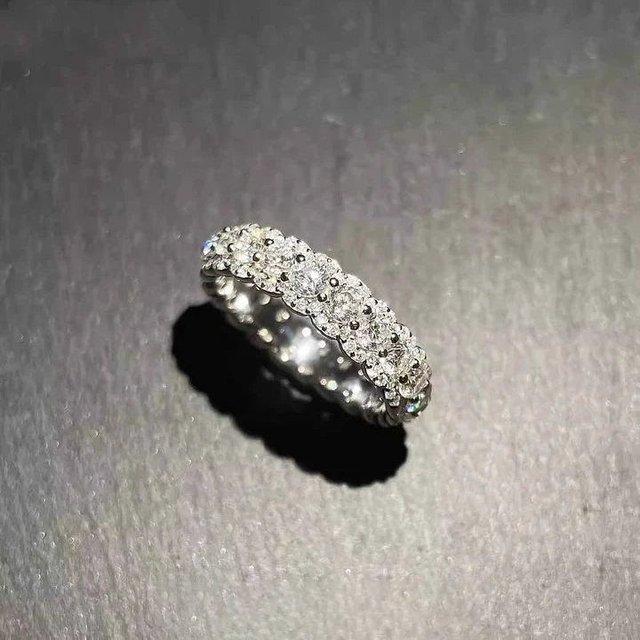 S925 Moissanite Rock Candy Ring Full Of Diamonds And Rows Of Diamonds Ring