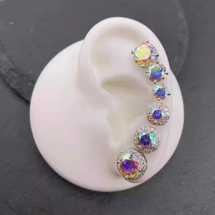 S925 Colorful Moissanite Laser Stud Earrings VVS