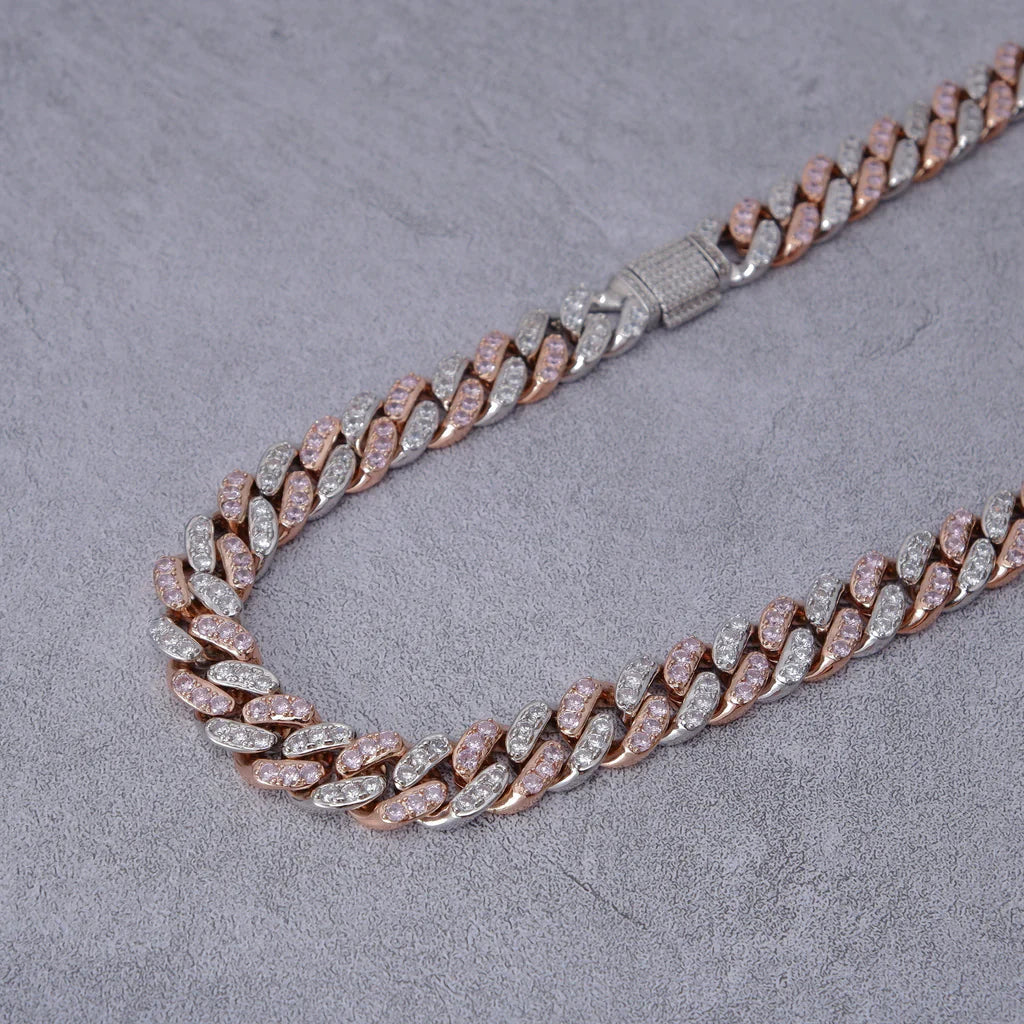 18K Rose Gold Iced Cuban Chain - 13mm