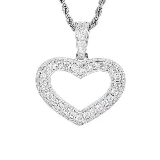 White gold heart pendant frame for custom photo insert