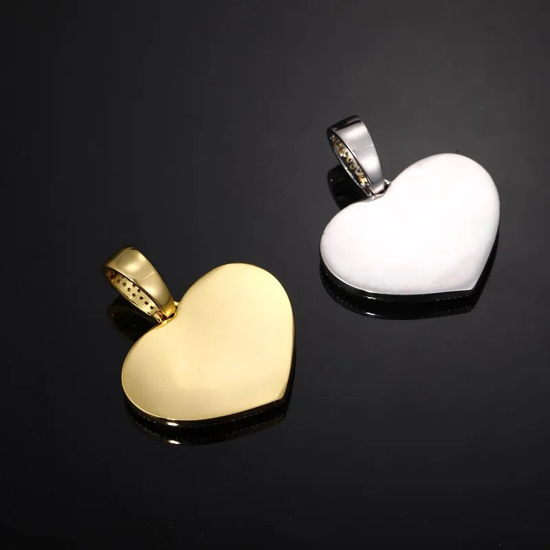 Back view of custom heart pendant with polished finish