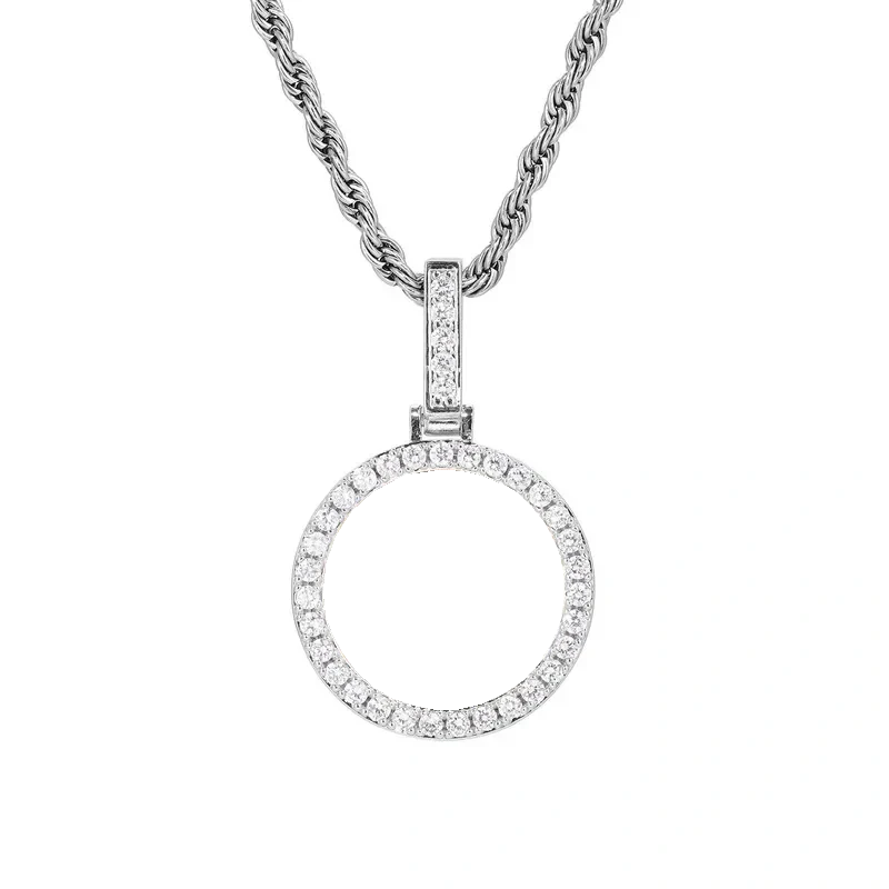 Empty small round pendant frame ready for personalized photo