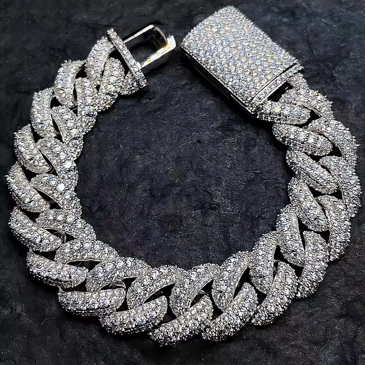Iced cuban link bracelet 15mm width silver finish hip hop style