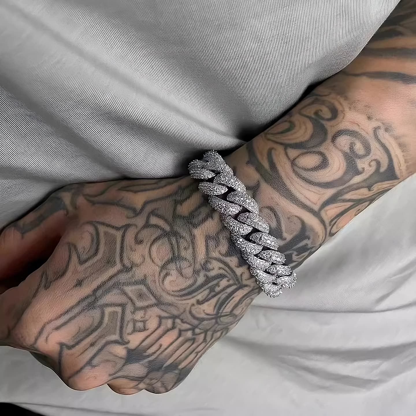 Luxury 15mm Cuban chain bracelet iced diamonds