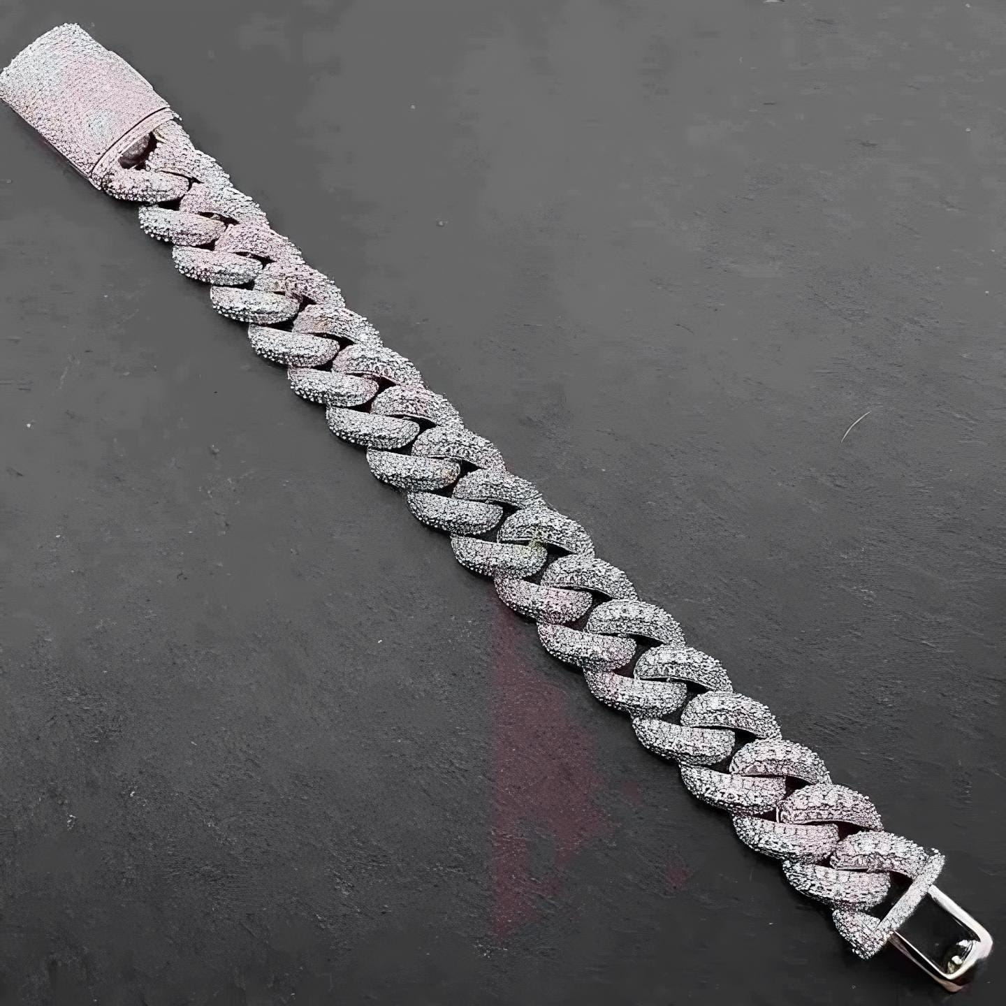 15mm full diamond Cuban chain bracelet iced out design
