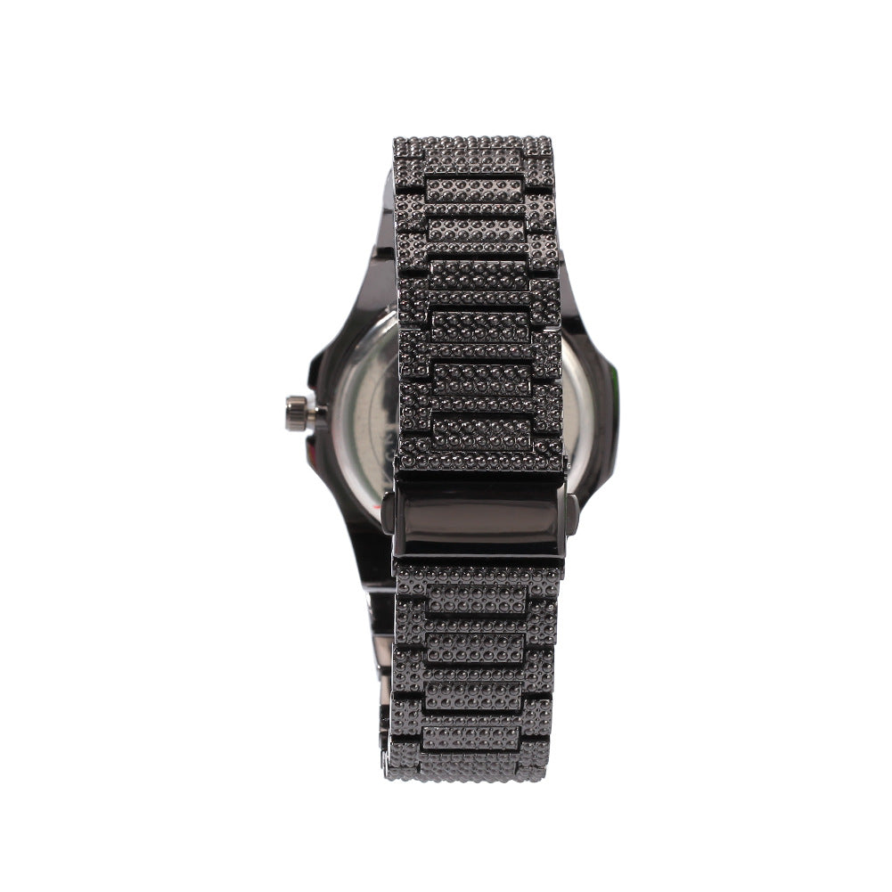 Fashionable Diamond-Encrusted Gypsophila Hip-Hop Watch