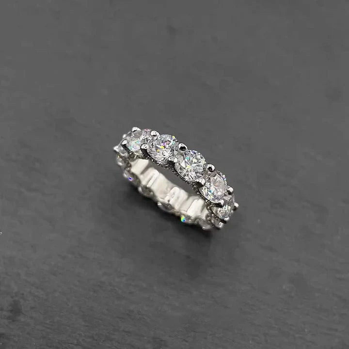 Anillo de diamantes microengastados S925