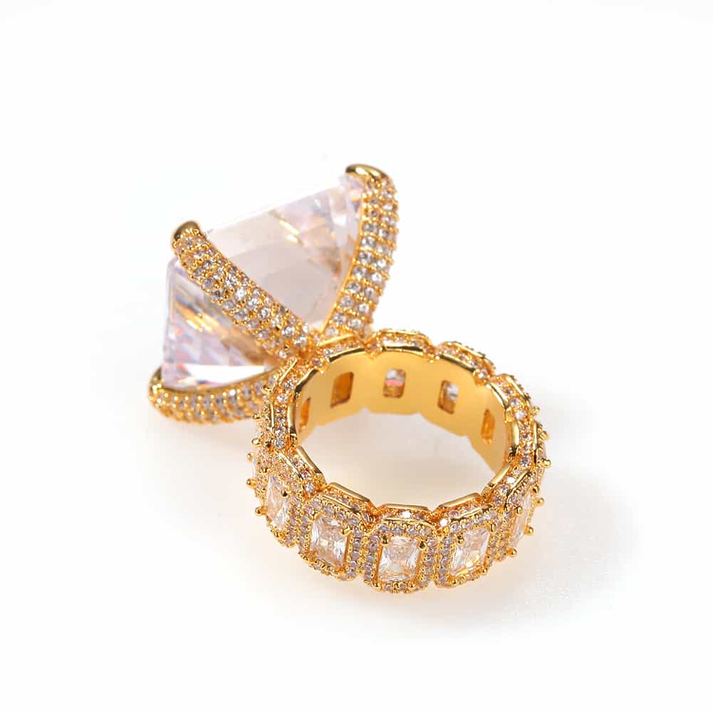 Vintage Gold-Plated Diamond Hip-Hop Ring