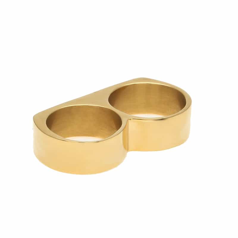Dual-Hole Diamond-Encrusted Hip-Hop Ring in 18K Gold
