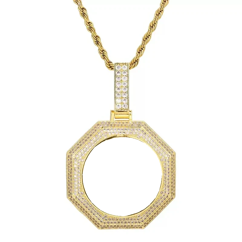 18k Gold Custom Photo Bagua Pendant - 42mm