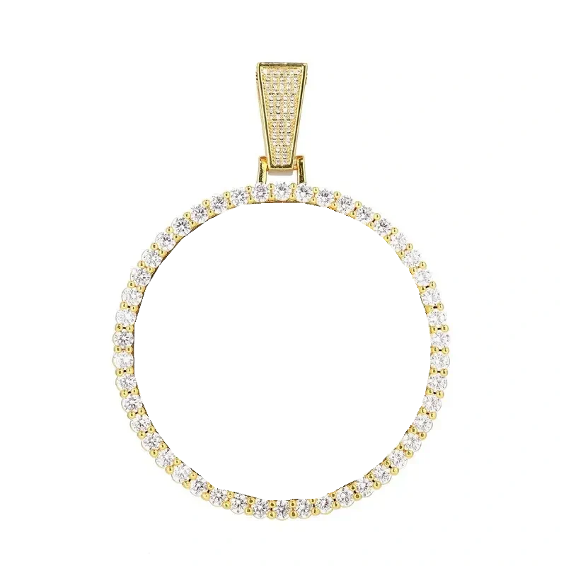 18k Gold Large 3D Custom Photo Micro-Inlaid Round Pendant - 70mm