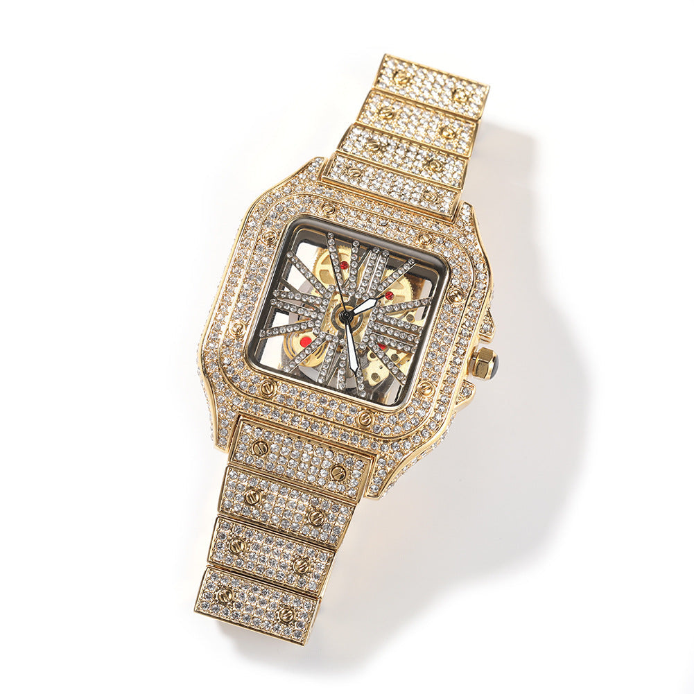 Full Diamond Square Hollow Quartz Watch