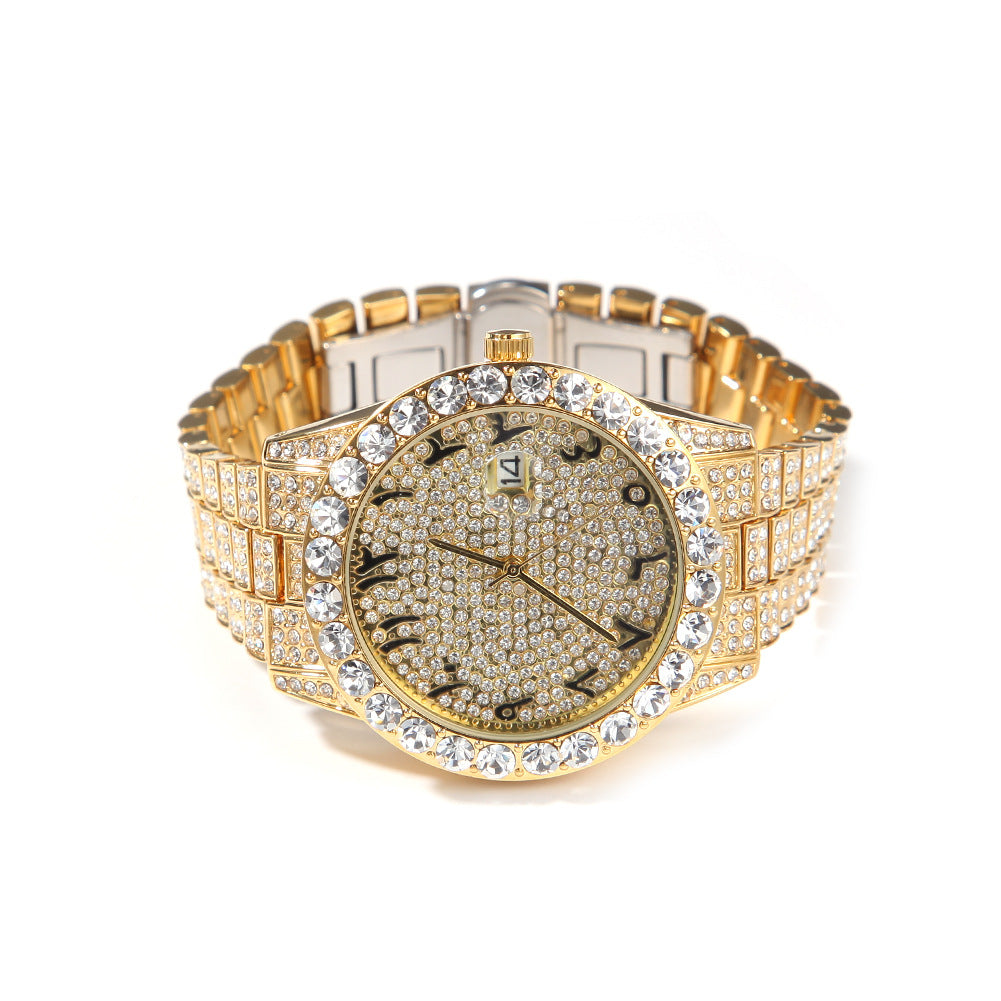 Full Diamond British Floral Digital Watch
