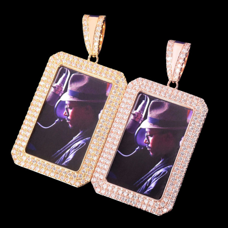 Set of 3D custom square photo pendants – 35mm personalized jewelry pieces for men and women gift occasions