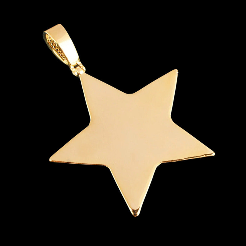 Backside view of custom star pendant – gold finish personalized necklace