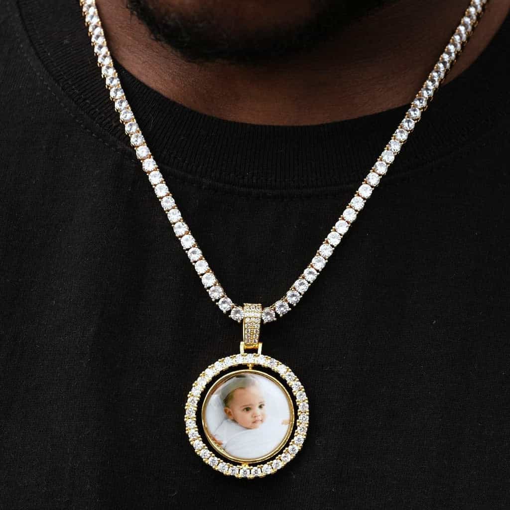3D SPINNING 2-FACED CUSTOM PICTURE ROUND PENDANT - 42mm