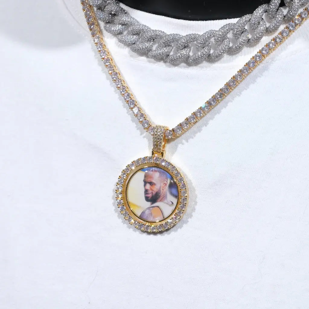 3D SPINNING 2-FACED CUSTOM PICTURE ROUND PENDANT - 42mm