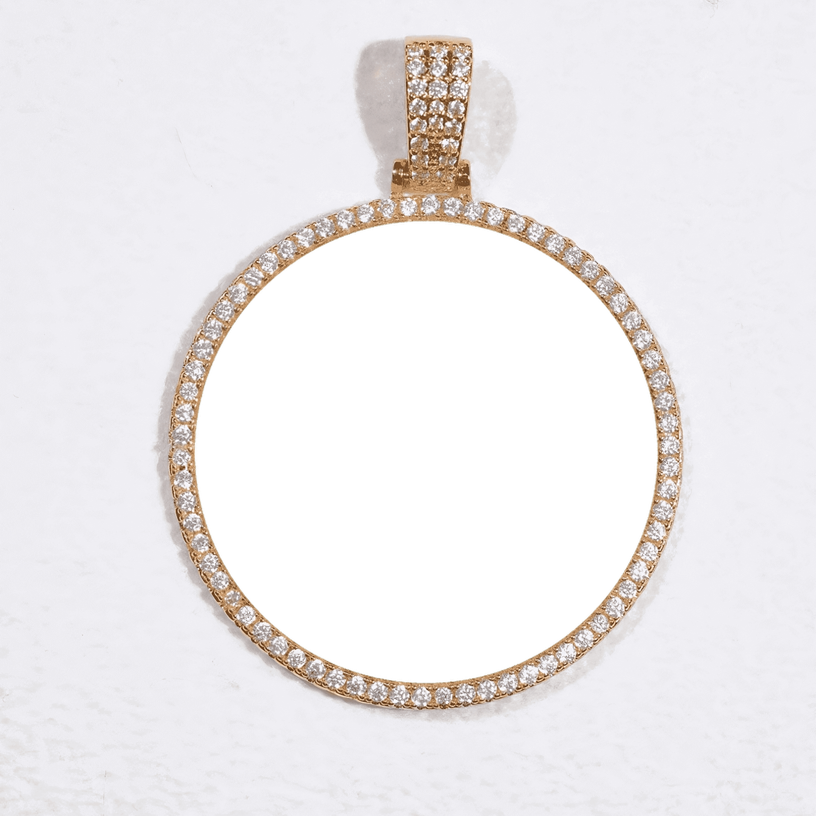 3D circle custom pendant necklace with blank frame, ready for personalized photo design