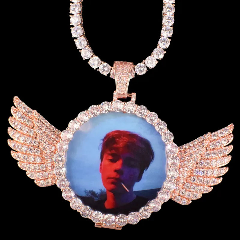 3D Customized Photo Wings Love Pendant