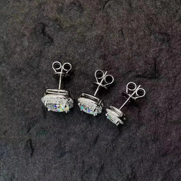 S925 moissanite square full diamond stud earrings