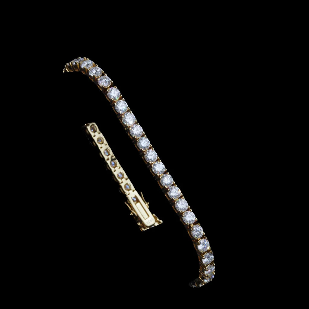 Elegant 18k gold 4mm moissanite tennis bracelet 925 silver