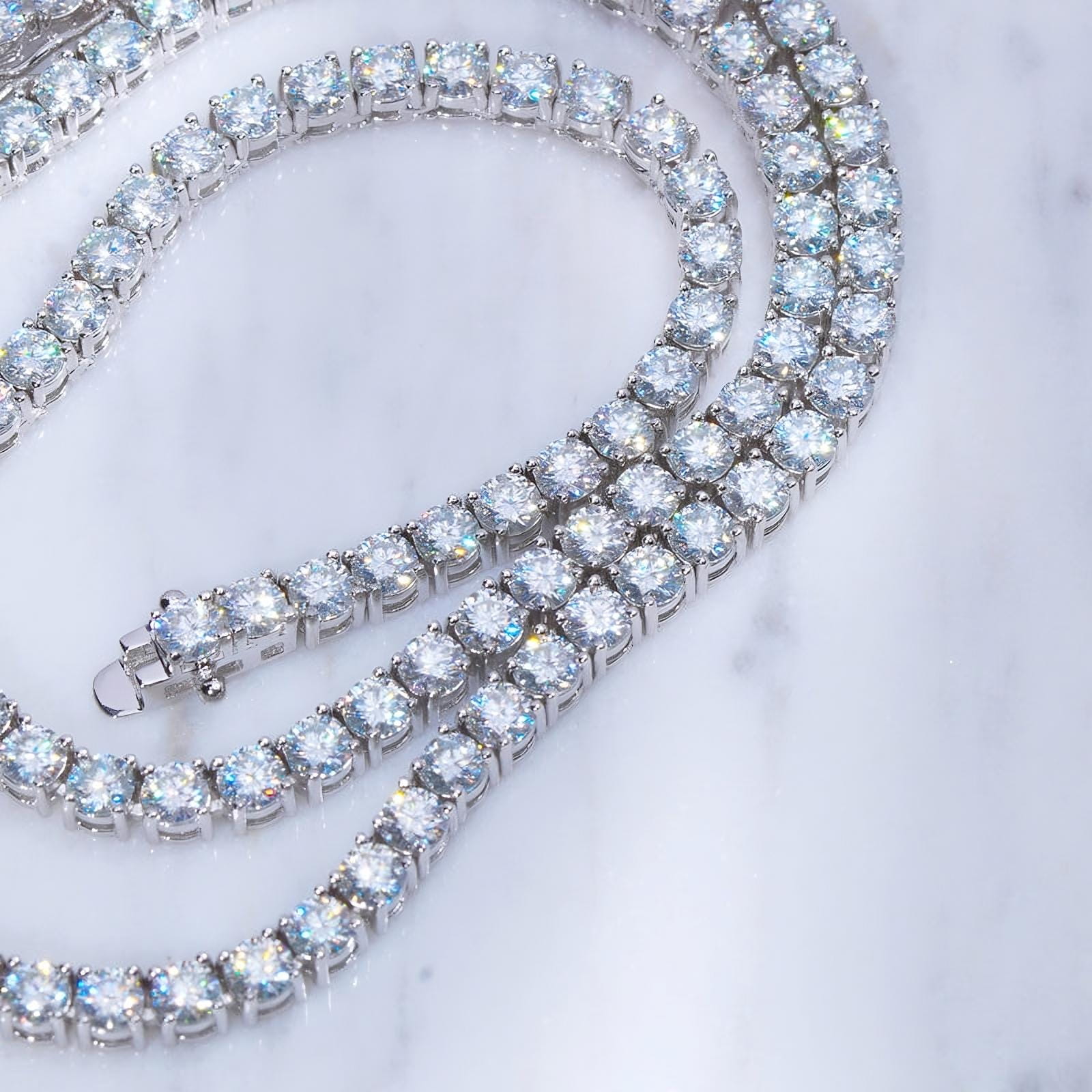 4MM 925S & VVS Moissanite Tennis Chain White Gold