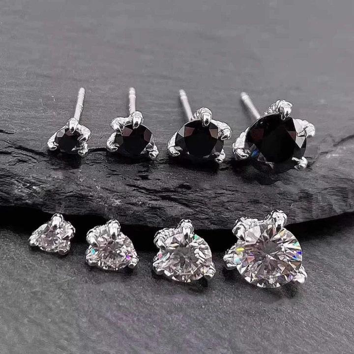 S925 VVS moissanite dragon claw earrings white and black set