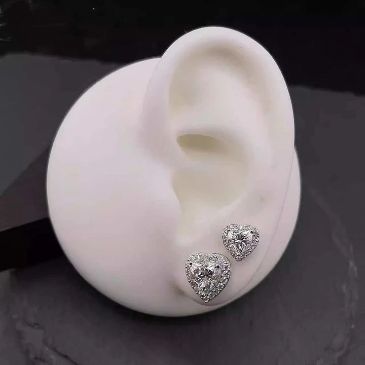 S925 Moissanite Heart-Shaped Rock Candy Earrings Love