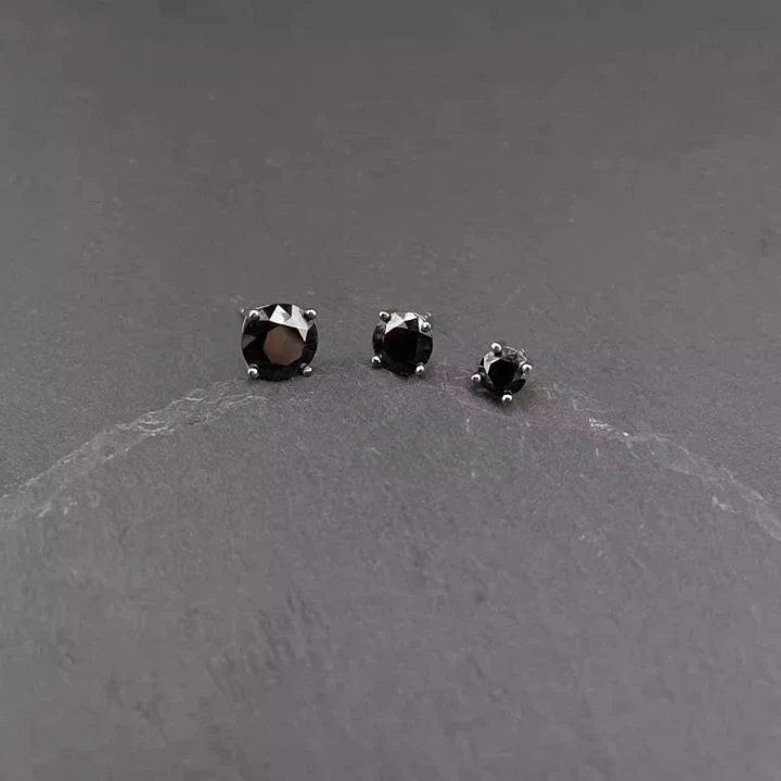 S925 Black VVS Moissanite Four Prong Black Stud Earrings