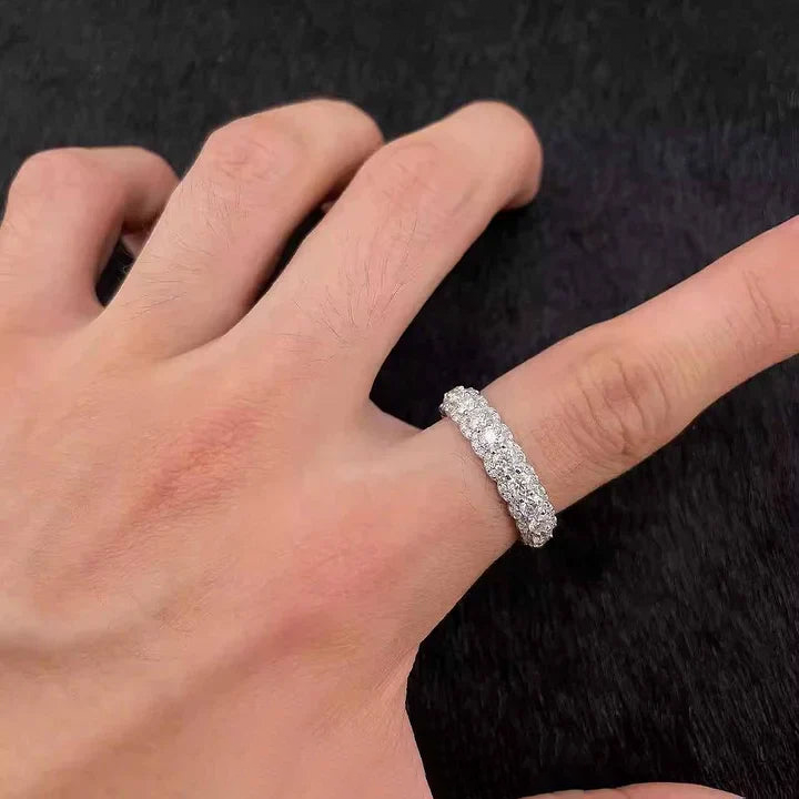 S925 Moissanite Rock Candy Ring Full Of Diamonds And Rows Of Diamonds Ring