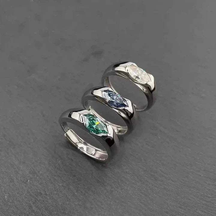 S925 Moissanite Marquise Ring With Adjustable Opening