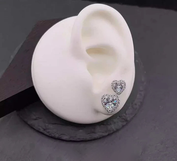 S925 Moissanite Heart-Shaped Rock Candy Earrings Love