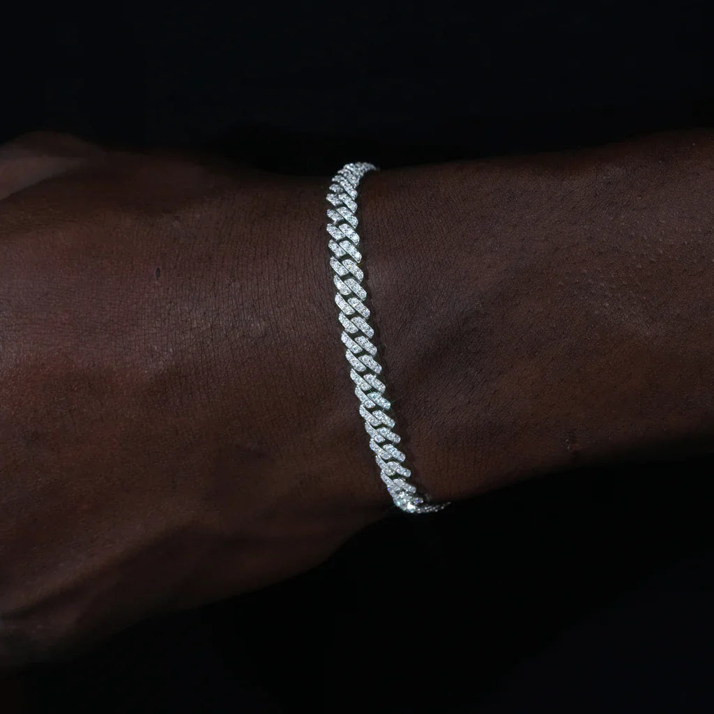 925S & VVS Moissanite Prong Cuban Bracelet - 6.5mm
