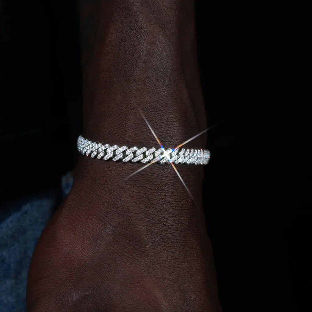 925S & VVS Moissanite Prong Cuban Bracelet - 6.5mm