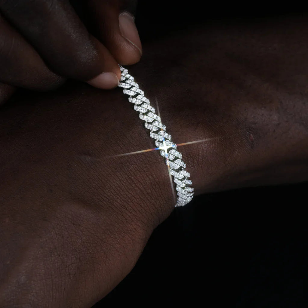 925S & VVS Moissanite Prong Cuban Bracelet - 6.5mm