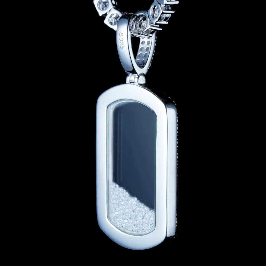 925S & VVS Moissanite Dog Tag Necklace In White Gold