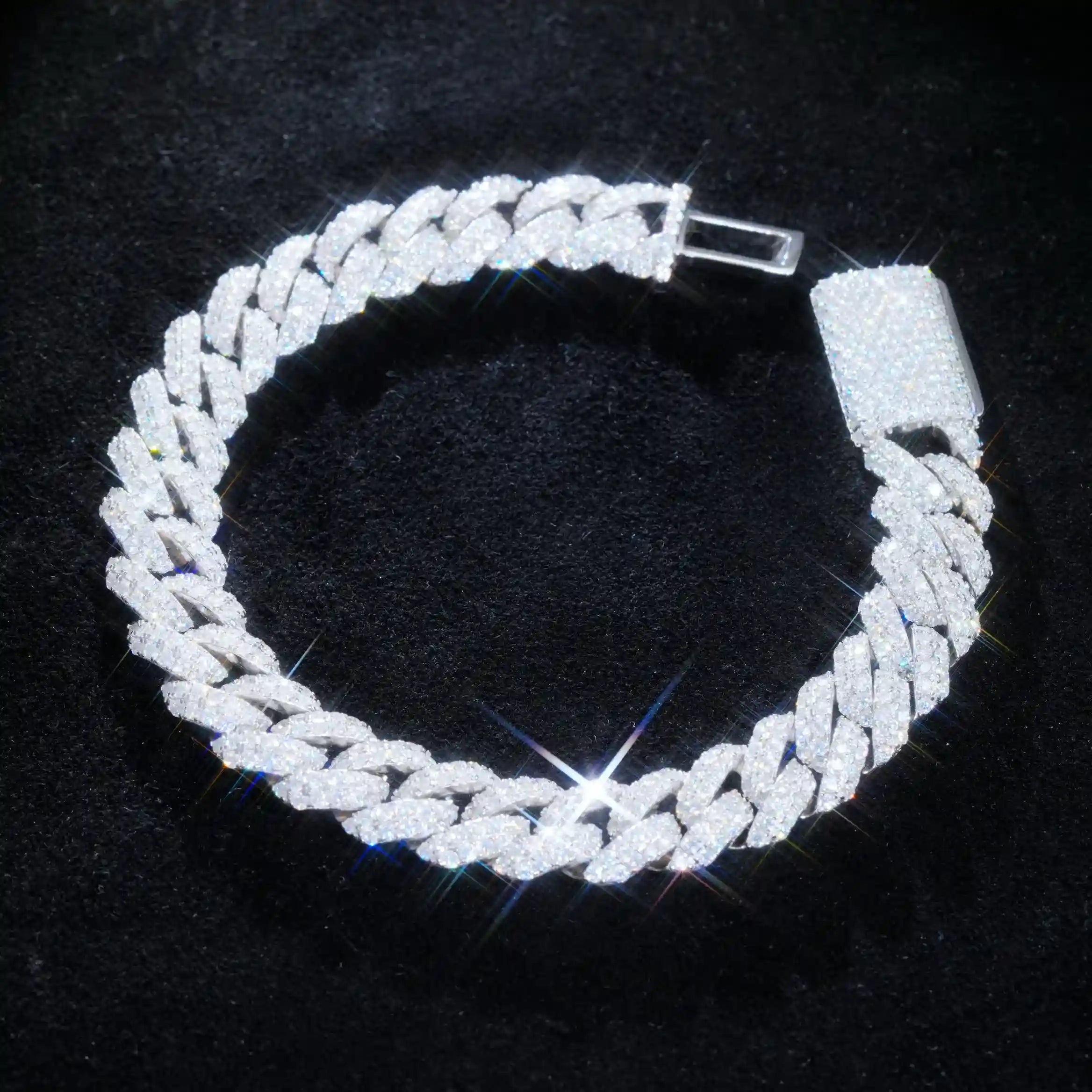 925 silver VVS moissanite 10mm Cuban bracelet iced out jewelry