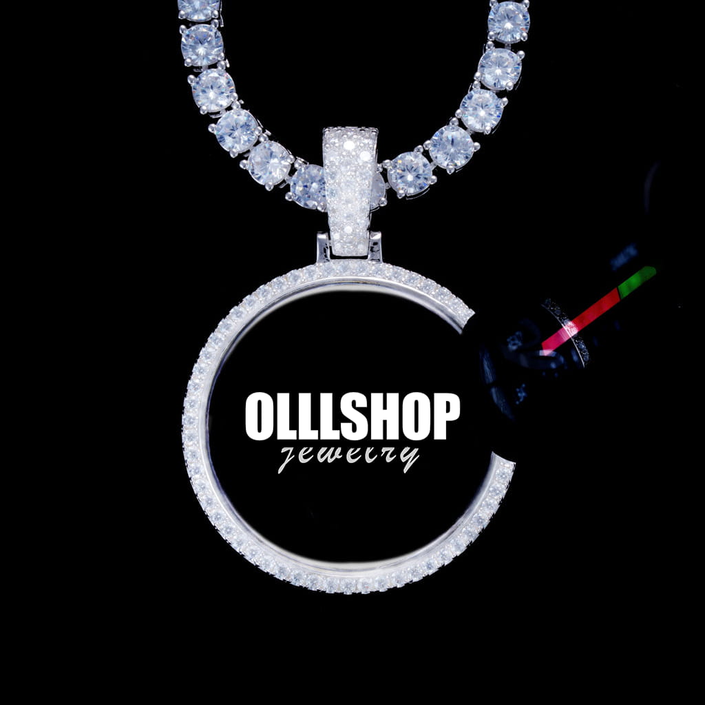 925S VVS moissanite 3D circle custom photo pendant necklace, iced out hip hop jewelry