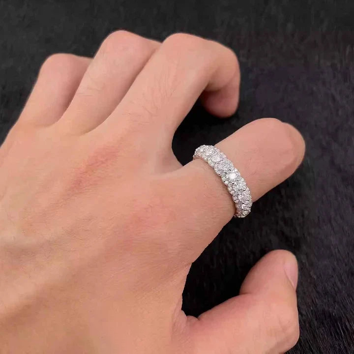 S925 Moissanite Rock Candy Ring Full Of Diamonds And Rows Of Diamonds Ring