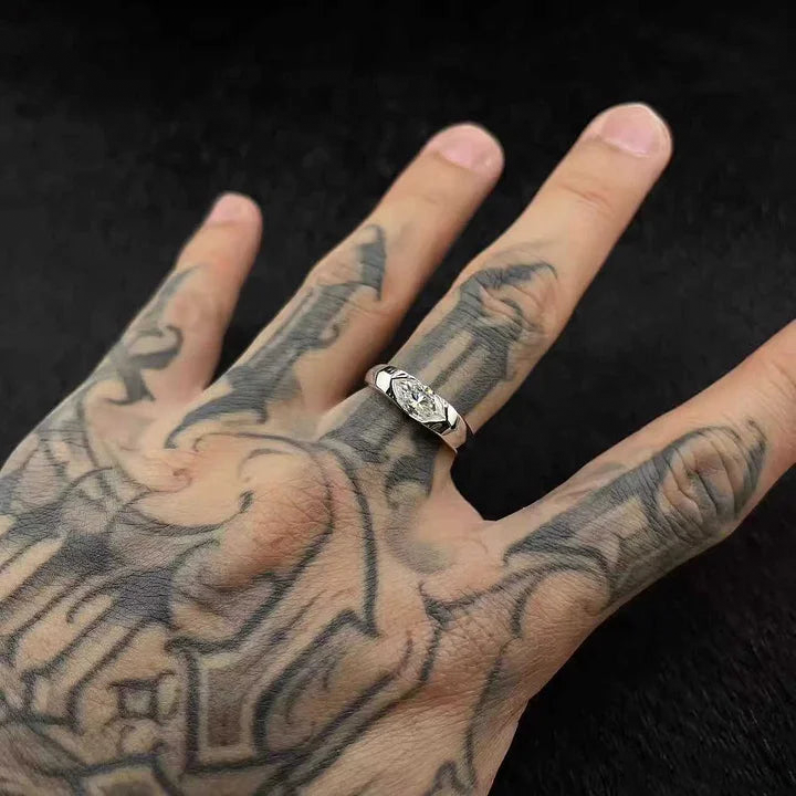 S925 Moissanite Marquise Ring With Adjustable Opening