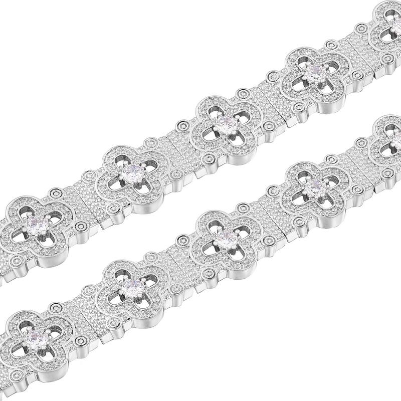 Baroque Diamond Quatrefoil Bracelet In White Gold