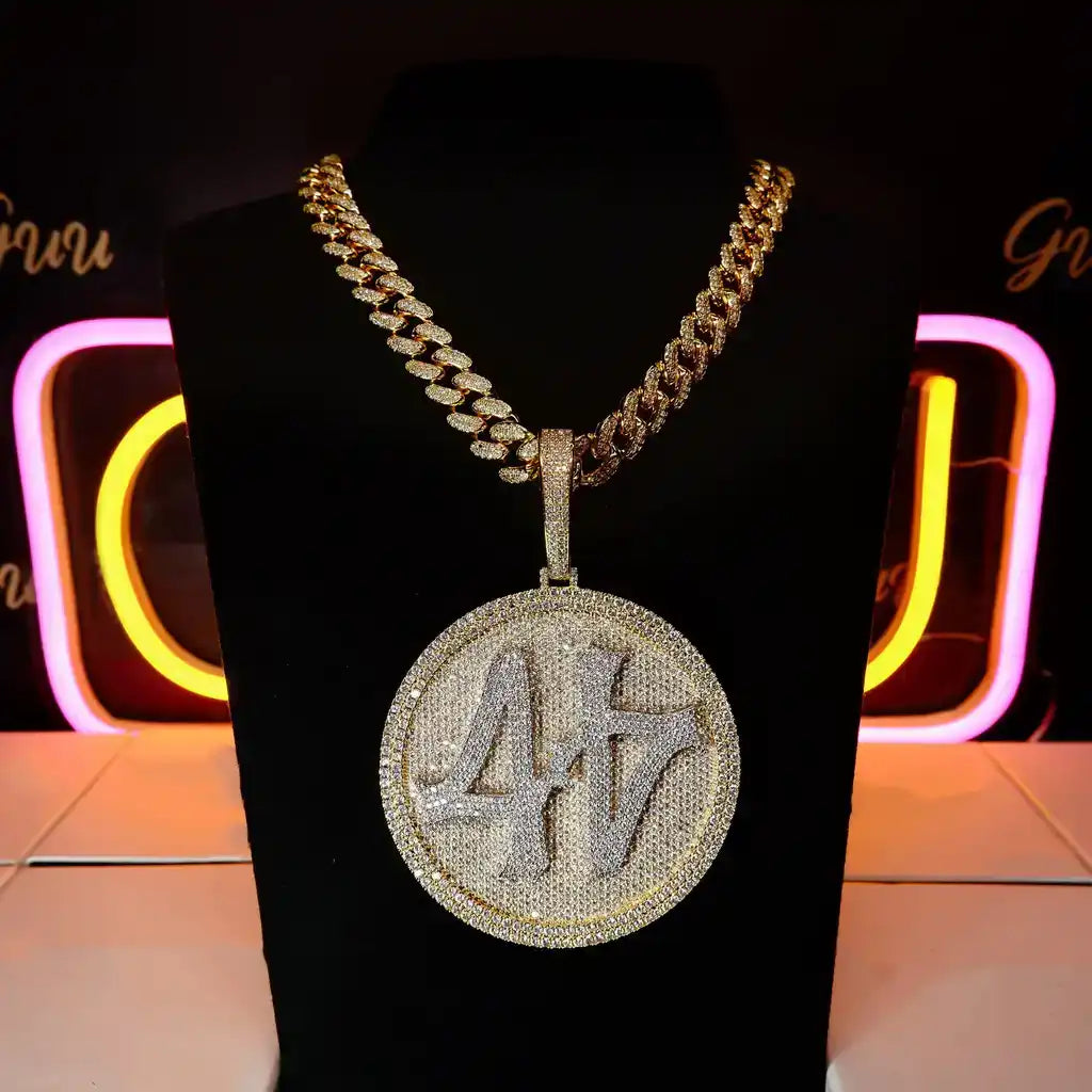 3D CUSTOM LETTER NECKLACE BIG DISC PENDENTS