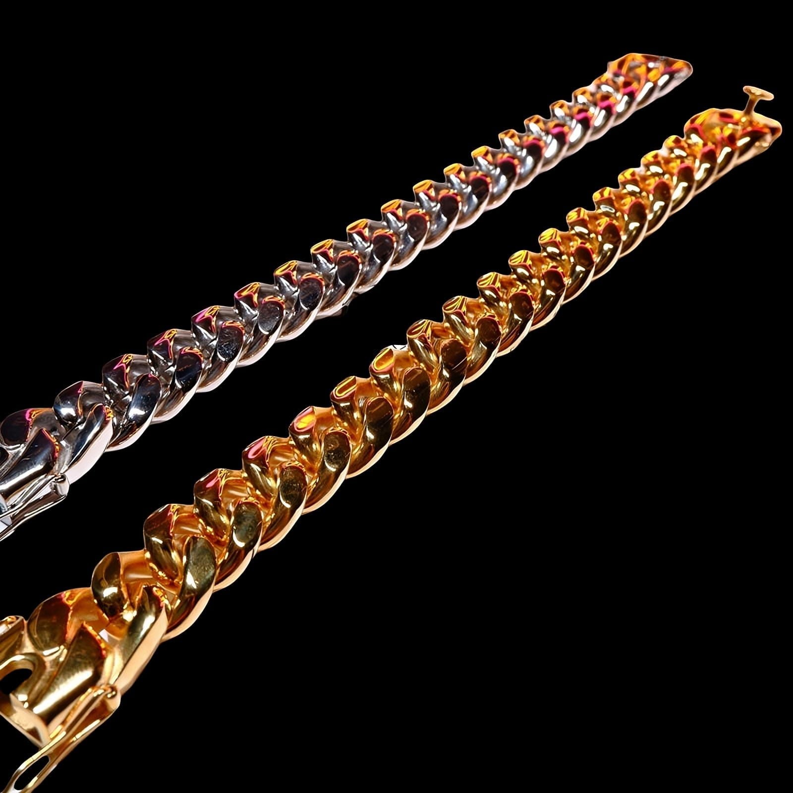 Two-tone Miami Cuban bracelet 14mm wide luxury link chain